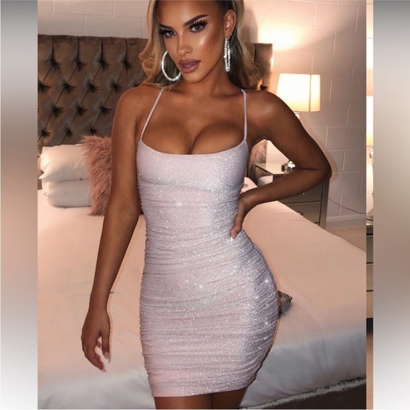 Chic Pink Ruched Mini Dress - Picture 4 of 7